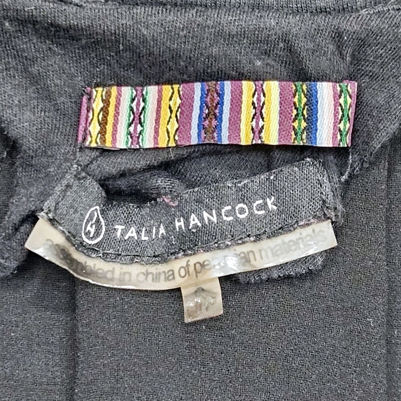 Talia Hancock Black Short Sleeve T-shirt Top Sheer Back Shark Bite - Picture 4 of 5